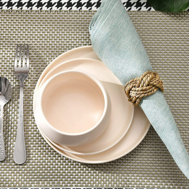 Rattan Napkin Ring Holders Bulk Set of 12 Natural Woven Decorative Rings