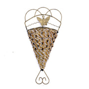 Rattan Plaited Basket Wall Hanging 11 Inch Iron Art Golden Decor
