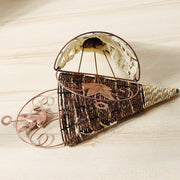 Rattan Plaited Basket Wall Hanging 12 Inch Woven Iron Art Decor