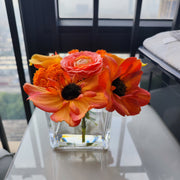 10 Pcs Artificial Ranunculus, Cosmo & Calla Lily Flowers, Real Touch, Bulk Centerpiece Arrangement