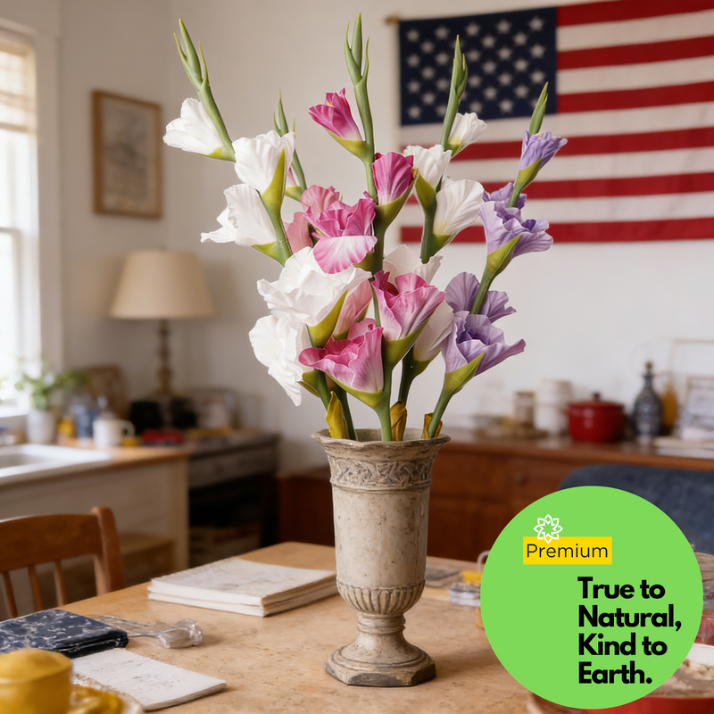 33.4 Inch Extra Tall Real Touch Gladiolus Stems 3 Pcs Lifelike Silk Artificial Flowers for Wedding Home Decor