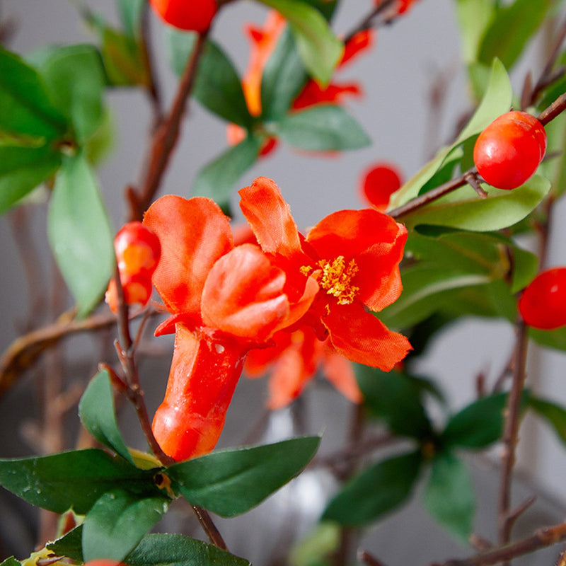 33.4 Inch Real Touch Artificial Pomegranate Silk Flower Stem for Wedding and Home Decor