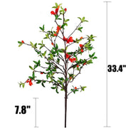 33.4 Inch Real Touch Artificial Pomegranate Silk Flower Stem for Wedding and Home Decor