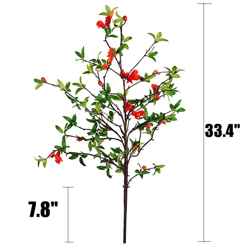 33.4 Inch Real Touch Artificial Pomegranate Silk Flower Stem for Wedding and Home Decor