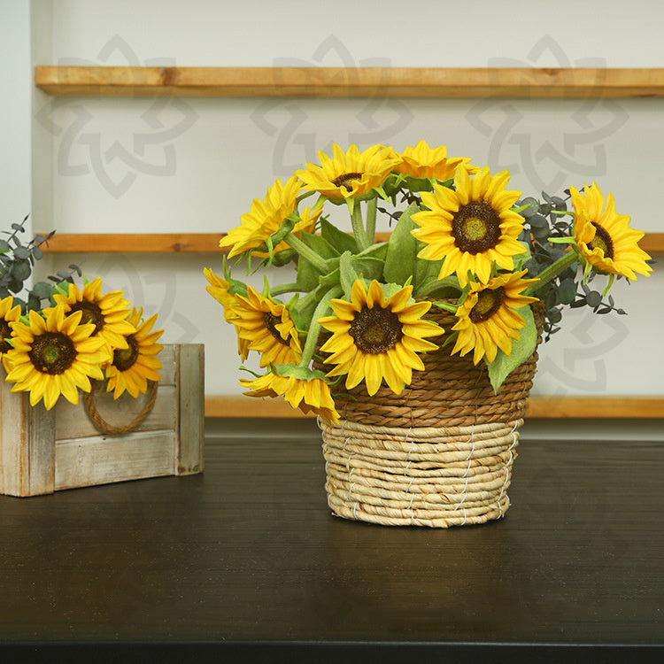 12 Inch Artificial Sunflower Stems 10 Pcs Real Touch Silk Flowers for Home Decoration