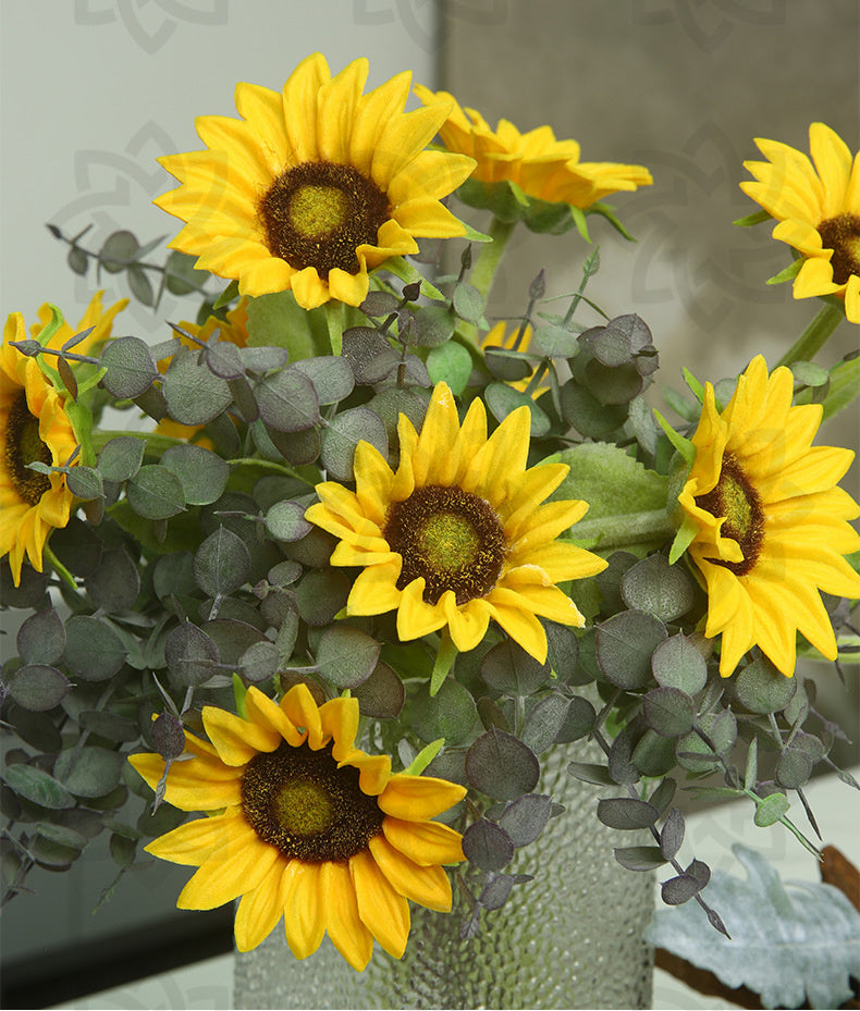 12 Inch Artificial Sunflower Stems 10 Pcs Real Touch Silk Flowers for Home Decoration