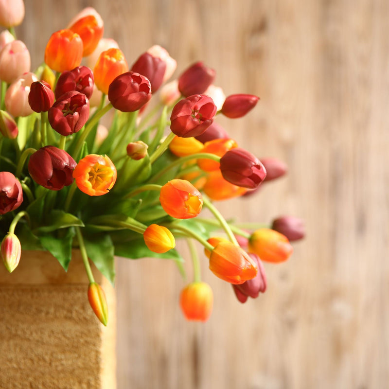 15 Inch Real Touch Tulip Stems Bundle 10 Pcs Artificial Silk Flowers