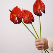 15 Inch Real Touch Anthurium Stem - Lifelike Artificial Flower for Wedding and Home Decor