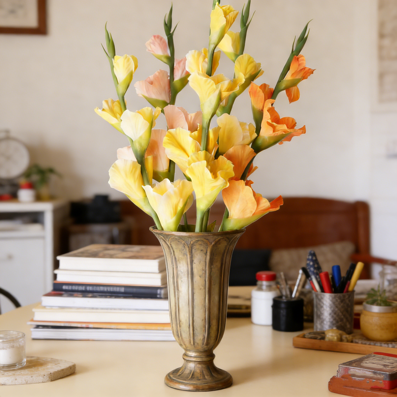 33.4 Inch Extra Tall Real Touch Gladiolus Stems 3 Pcs Lifelike Silk Artificial Flowers for Wedding Home Decor