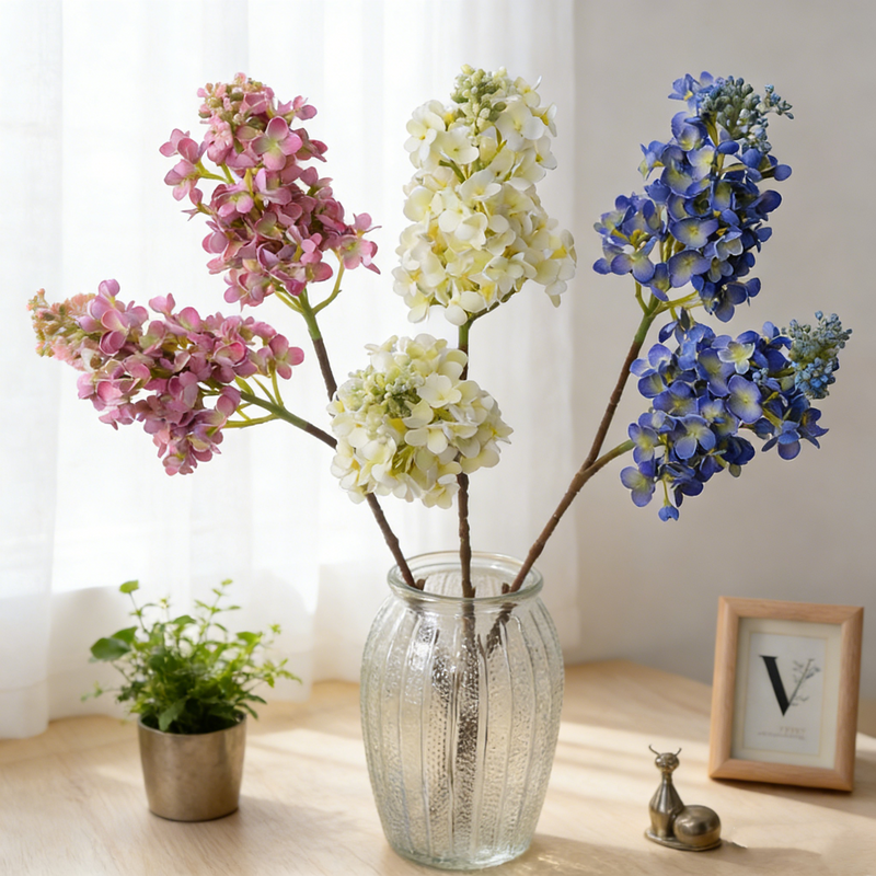26 Inch Real Touch Lilac Artificial Flower Stem - Lifelike Silk Floral Arrangement for Wedding and Home Decor