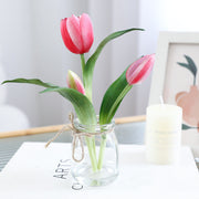 8 Inch Real Touch Tulips Artificial Flowers in Vase with Faux Water, Bulk Table Decor