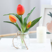 8 Inch Real Touch Tulips Artificial Flowers in Vase with Faux Water, Bulk Table Decor