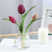 8 Inch Real Touch Tulips Artificial Flowers in Vase with Faux Water, Bulk Table Decor
