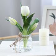 8 Inch Real Touch Tulips Artificial Flowers in Vase with Faux Water, Bulk Table Decor