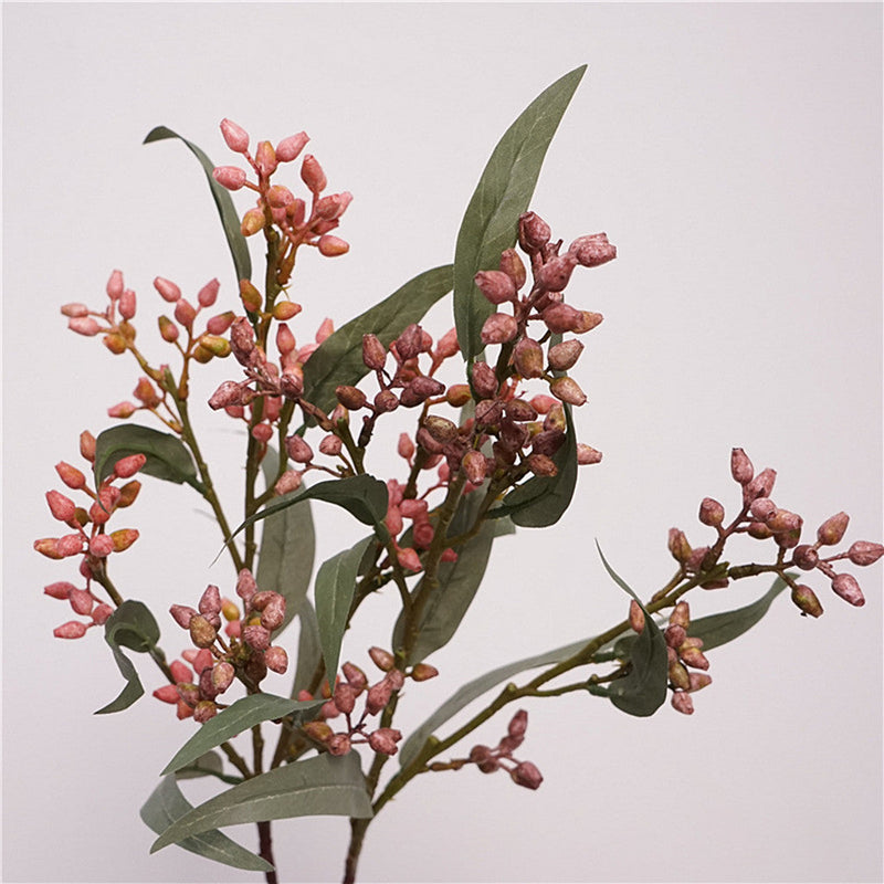 21 Inch Artificial Eucalyptus Fruit Branches 3 Stems Lifelike Silk Green Foliage for Wedding Home Decor