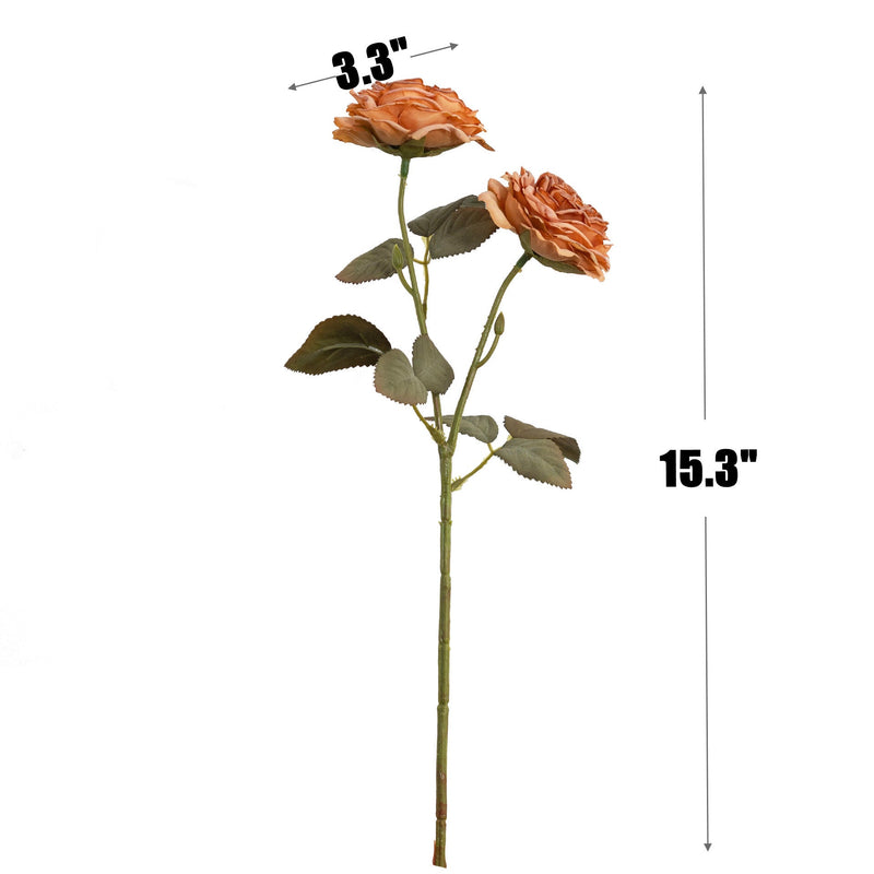 Realistic Silk Austin Roses Burnt Edge Artificial Flowers 12 Inch 10 Pcs for Wedding Arch Home Decoration Table Arrangements