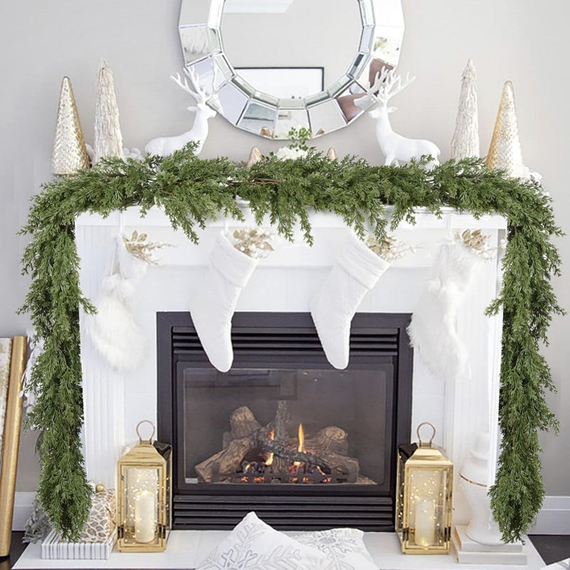 6FT or 9FT Artificial Pine Cypress Garland, Realistic Touch, Bulk Christmas Mantel, Wedding Arch, Wall and Doorway Decor