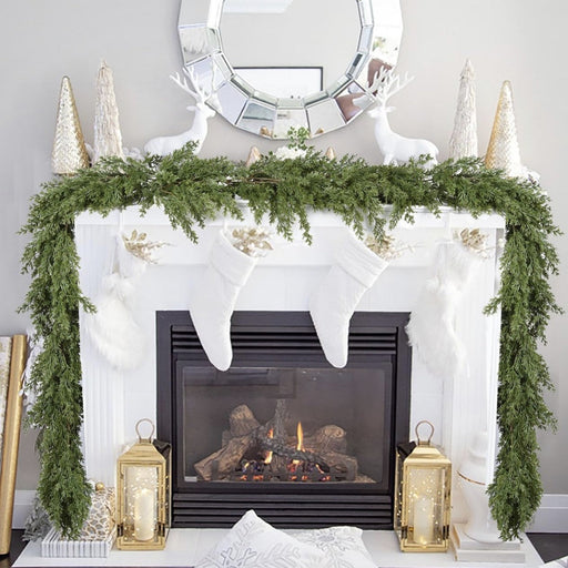 6FT or 9FT Artificial Pine Cypress Garland, Realistic Touch, Bulk Christmas Mantel, Wedding Arch, Wall and Doorway Decor
