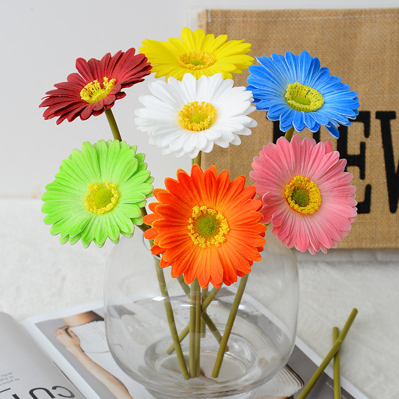 11.8 Inch Artificial Gerbera Daisy Stems, 6 Pcs Real Touch PU Flowers with Bendable Stems for Wedding Bouquets and Home Decor