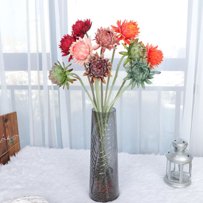 24 Pcs Artificial Silk Artichoke Stems, Autumn Floral Arrangement, Bulk Pack