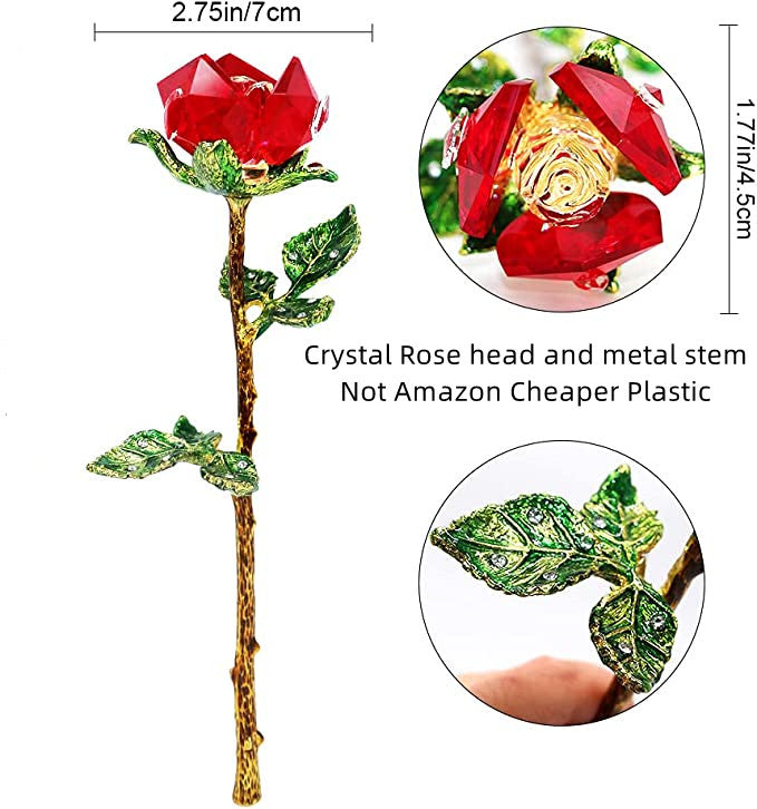 10 Inch Artificial Crystal Roses Bouquet with Glass Vase, 1 Set, Bulk Gift Arrangement