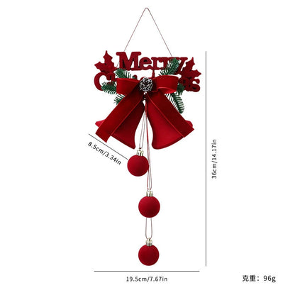 Red Velvet Christmas Bell Ornaments Set - Tree & Window Decor (3.1-7.6 Inches)