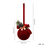 Red Velvet Christmas Bell Ornaments Set - Tree & Window Decor (3.1-7.6 Inches)