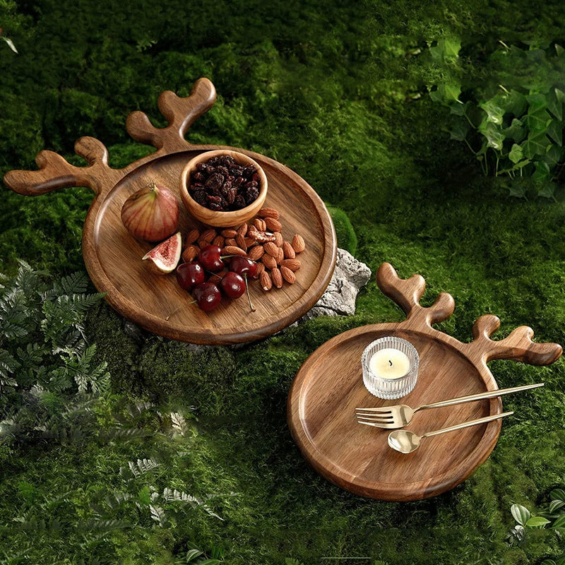 Reindeer Shaped Wooden Serving Tray - Large & Small Sizes for Christmas, Charcuterie & Afternoon Tea