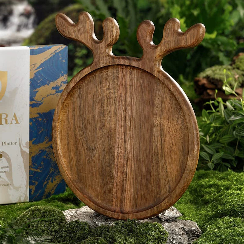Reindeer Shaped Wooden Serving Tray - Large & Small Sizes for Christmas, Charcuterie & Afternoon Tea