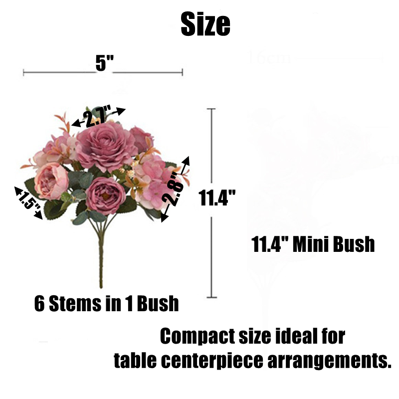 12 Inch Artificial Peony and Hydrangea Bouquet, 12 Packs Mixed Silk Flowers