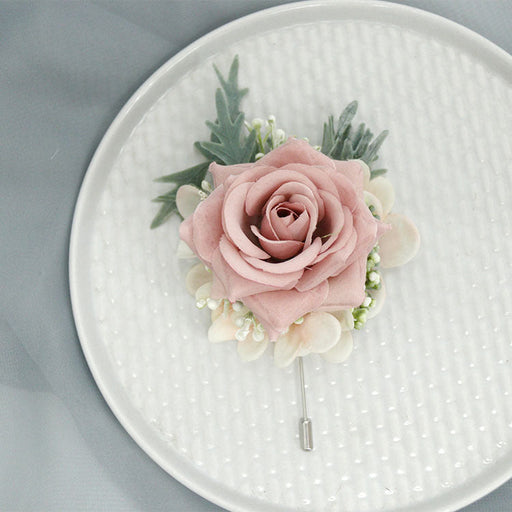 10 Pcs Dusty Rose Artificial Boutonnieres for Fall Wedding, Silk Flower Pins