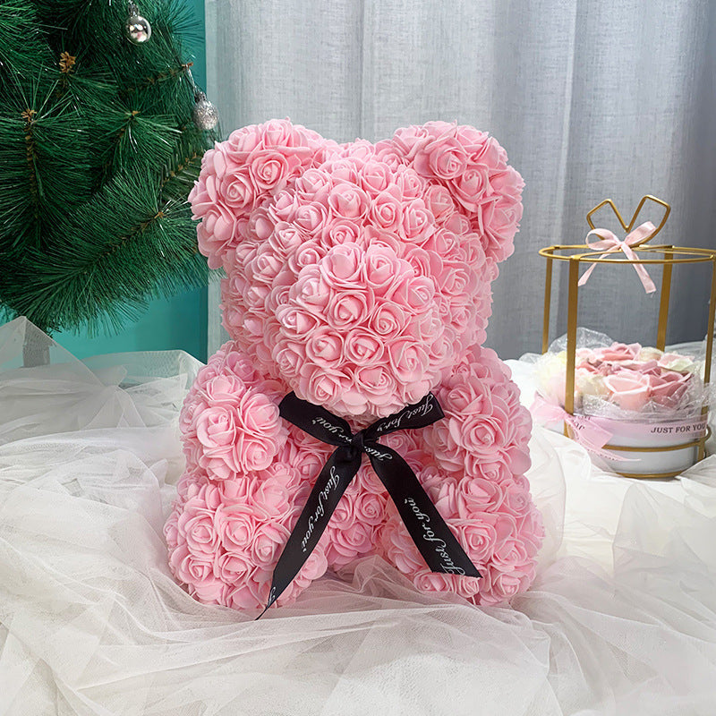 Artificial Foam Rose Bear 1 Pc Romantic Decorative Gift for Valentine's Day