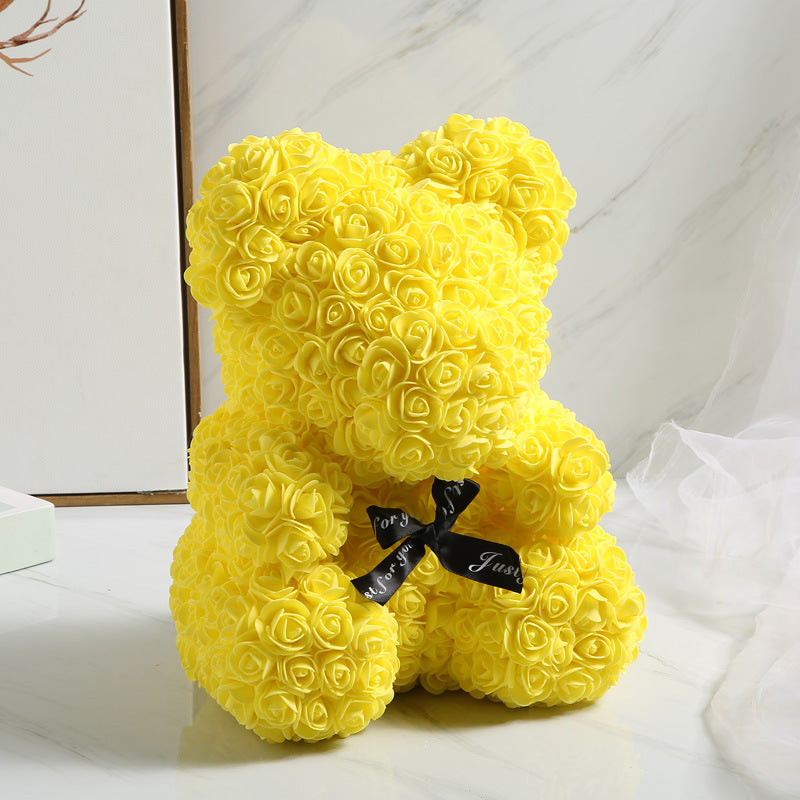 Artificial Foam Rose Bear 1 Pc Romantic Decorative Gift for Valentine's Day