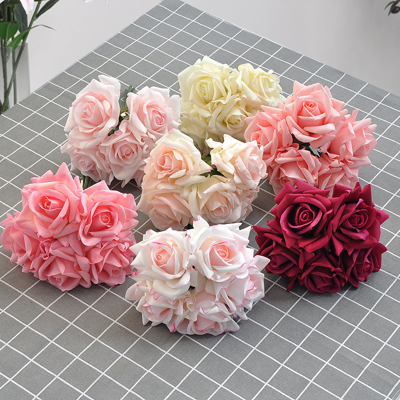 10 Inch Artificial Rose Bouquet, 10 Stems Real Touch Silk Flowers for Table Decorations