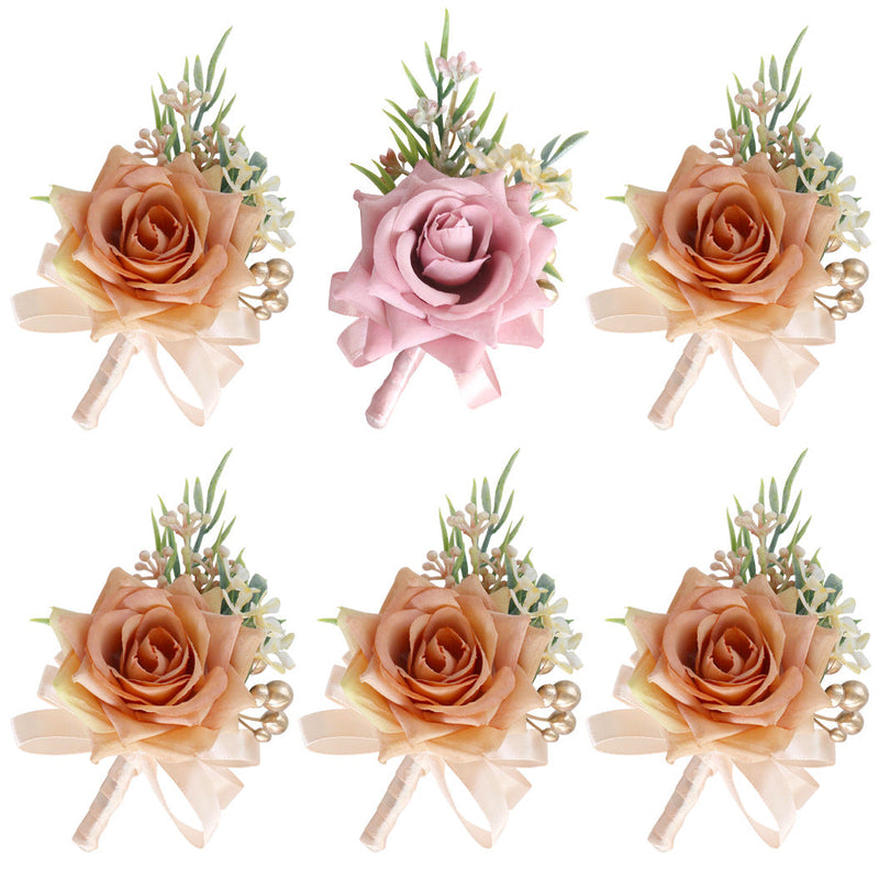 Artificial Rose Boutonniere for Men 12 Pcs Silk Wedding Ceremony Prom Flowers Bulk