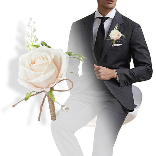 Rose Boutonnieres for Men Wedding Groom Groomsmen Bulk Pack Artificial Flowers
