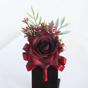 Artificial Rose Boutonniere for Men 12 Pcs Silk Wedding Ceremony Prom Flowers Bulk