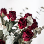 12 Inch Dried Rose Bouquet in Vase, Bulk Wholesale Floral Arrangement, Natural Color