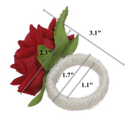 Artificial Silk Rose Napkin Rings, Bulk Set of 12, Red, Decorative Table Accessory