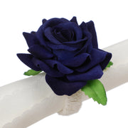 Artificial Silk Rose Napkin Rings, Bulk Set of 12, Red, Decorative Table Accessory