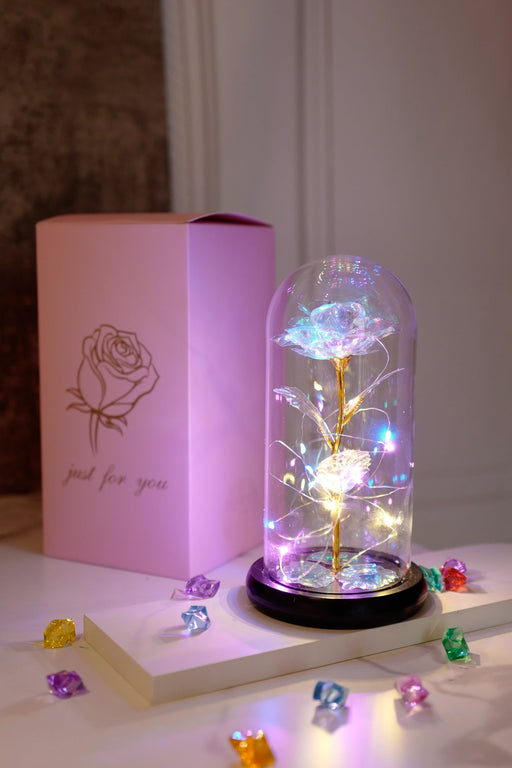 Artificial Silk Carnation Flowers with LED Light in Gift Box, Colorful Mother's Day Decoration