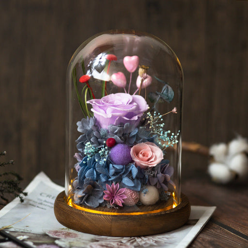 Preserved Rose in Glass Dome 1 Pc Forever Real Rose Birthday Gift for Women