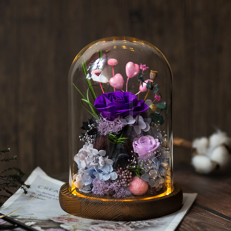 Preserved Rose in Glass Dome 1 Pc Forever Real Rose Birthday Gift for Women