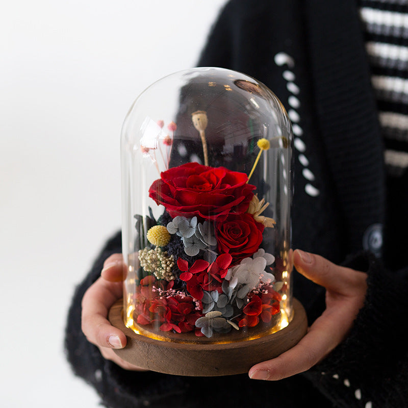 Preserved Rose in Glass Dome 1 Pc Forever Real Rose Birthday Gift for Women