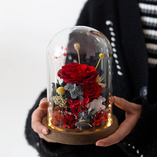 Preserved Rose in Glass Dome 1 Pc Forever Real Rose Birthday Gift for Women