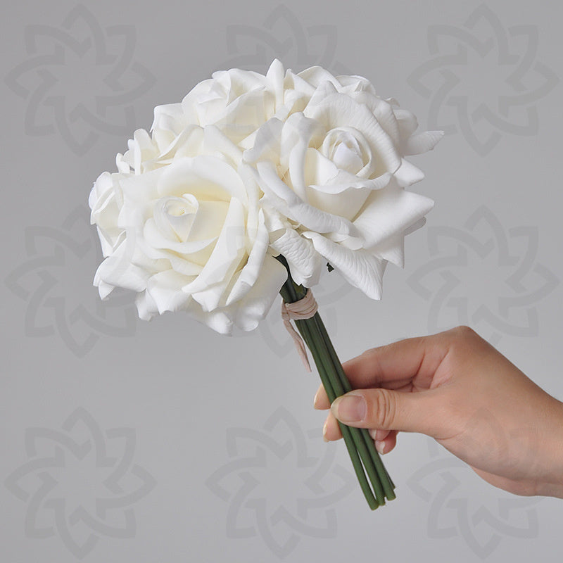 10 Inch Artificial Rose Bouquet, 10 Stems Real Touch Silk Flowers for Table Decorations