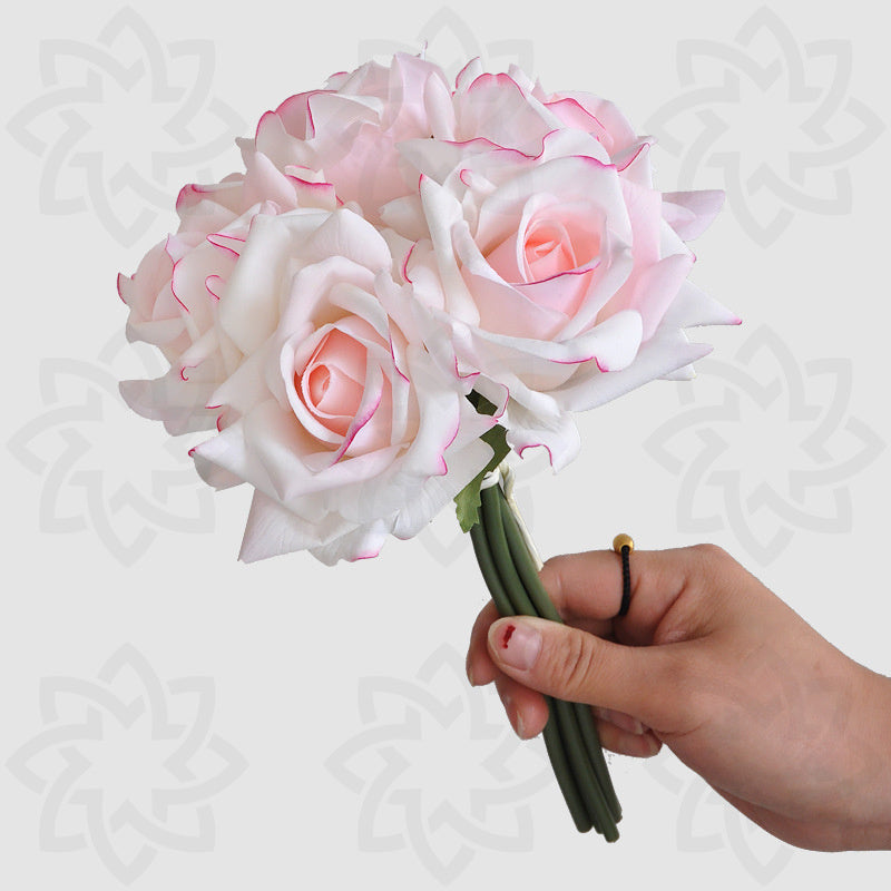 10 Inch Artificial Rose Bouquet, 10 Stems Real Touch Silk Flowers for Table Decorations