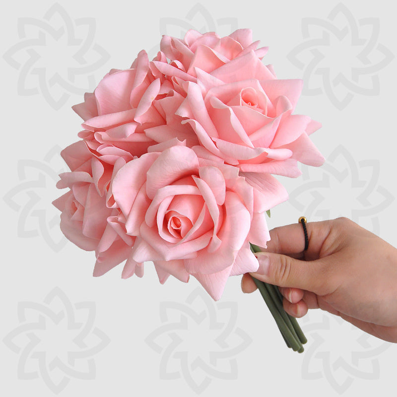 10 Inch Artificial Rose Bouquet, 10 Stems Real Touch Silk Flowers for Table Decorations