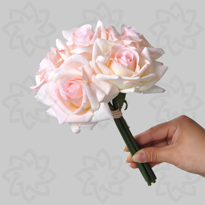10 Inch Artificial Rose Bouquet, 10 Stems Real Touch Silk Flowers for Table Decorations