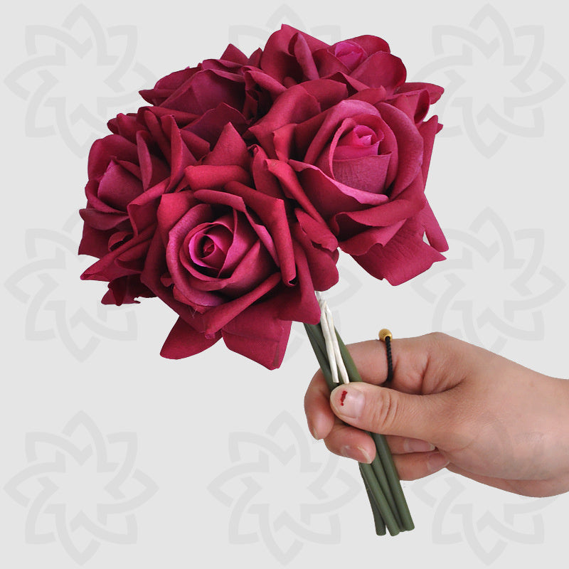 10 Inch Artificial Rose Bouquet, 10 Stems Real Touch Silk Flowers for Table Decorations